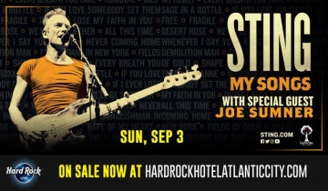 Sting to perform in Atlantic City, NJ on September 3...