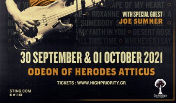 Sting: My Songs Critically Acclaimed World Tour to visit Athens this Fall...