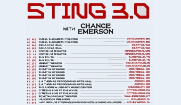 Chance Emerson to support Sting on a number of Fall 3.0 tour dates...
