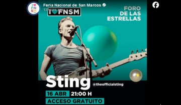 Sting playing free concert in Mexico City on 16 April...