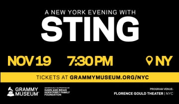 A New York Evening With Sting Thursday, November 19, 2026; 7:30pm...