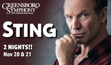 Sting to join Greensboro Symphony for a second November 2021 date...