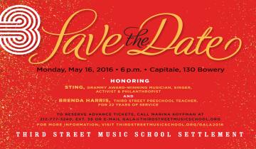 Sting to be Honored at Third Street Music Schoolā€™s Annual Spring Gala in NYC!
