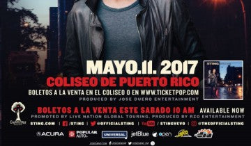 Sting's 57th & 9th tour extends with date at Coliseo de Puerto Rico in San Juan, PR...