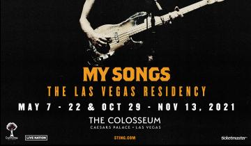 Las Vegas Jan/Feb 2021 'My Songs' Residency performances rescheduled to Oct/Nov 2021...