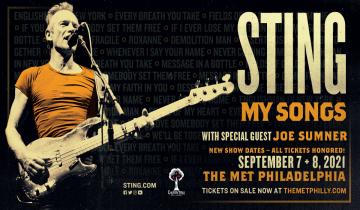Sting My Songs at The Met in Philadelphia to be rescheduled...