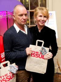 Sting, Trudie and John Bird launch the Bag Issue...