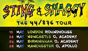 Sting & Shaggy 44/876 tour dates announced for the UK...