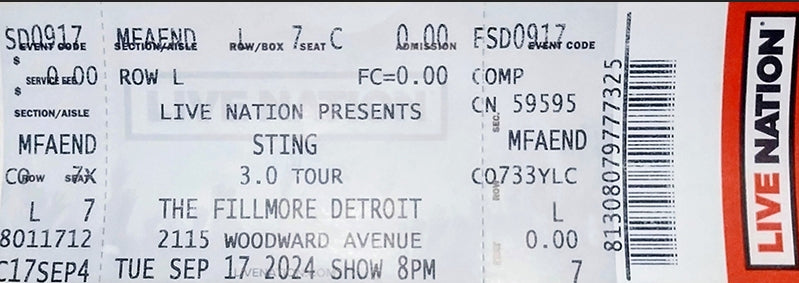 Ticket courtesy of Quiana