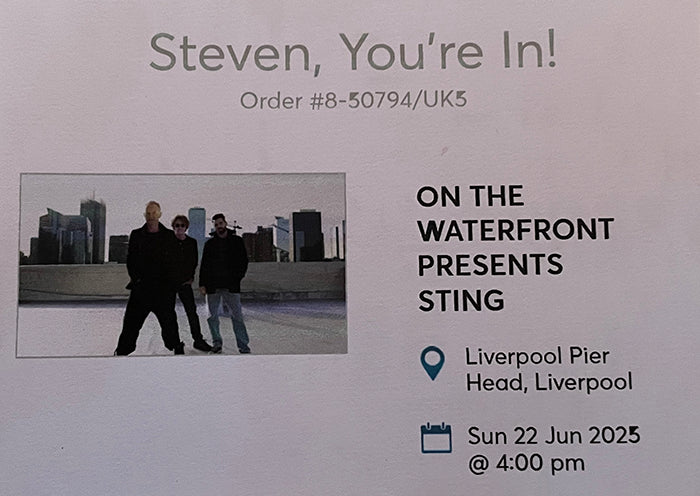 Ticket courtesy of Stevie Welsh