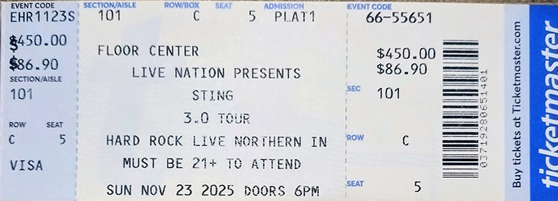 Ticket courtesy of Quiana