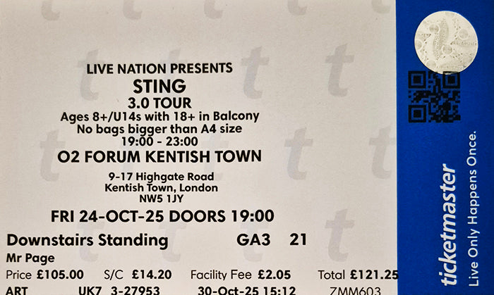 Ticket courtesy of Alan Page